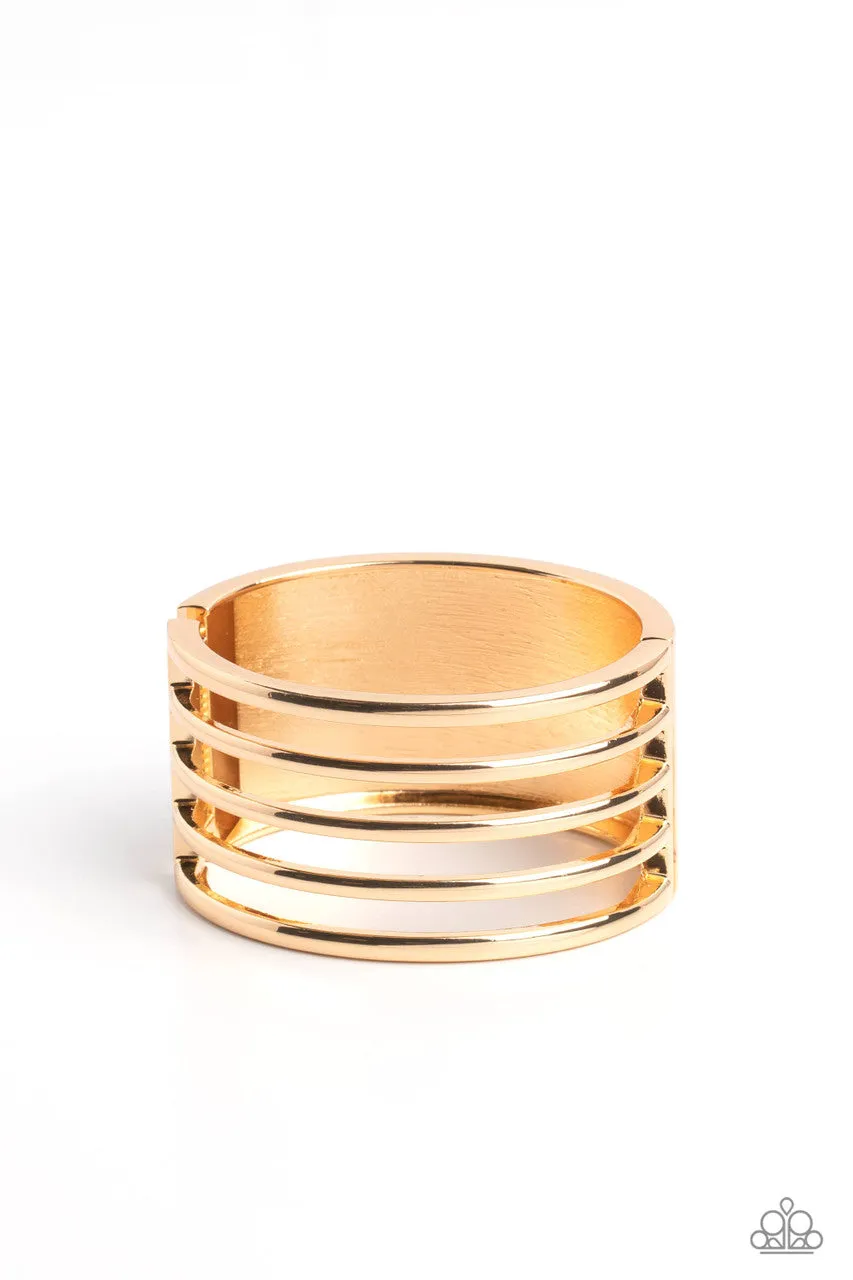 Wayward Warrior - Gold - Bar Paparazzi Hinge Bracelet
