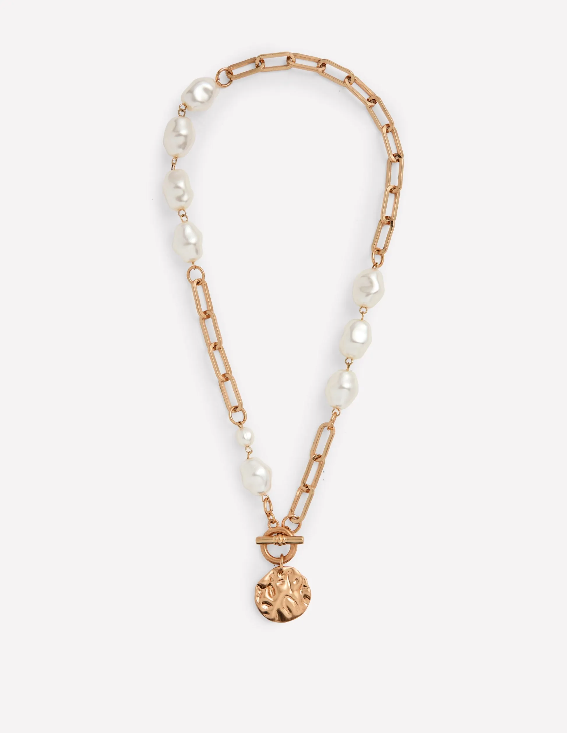 Weathered Faux Pearl Necklace