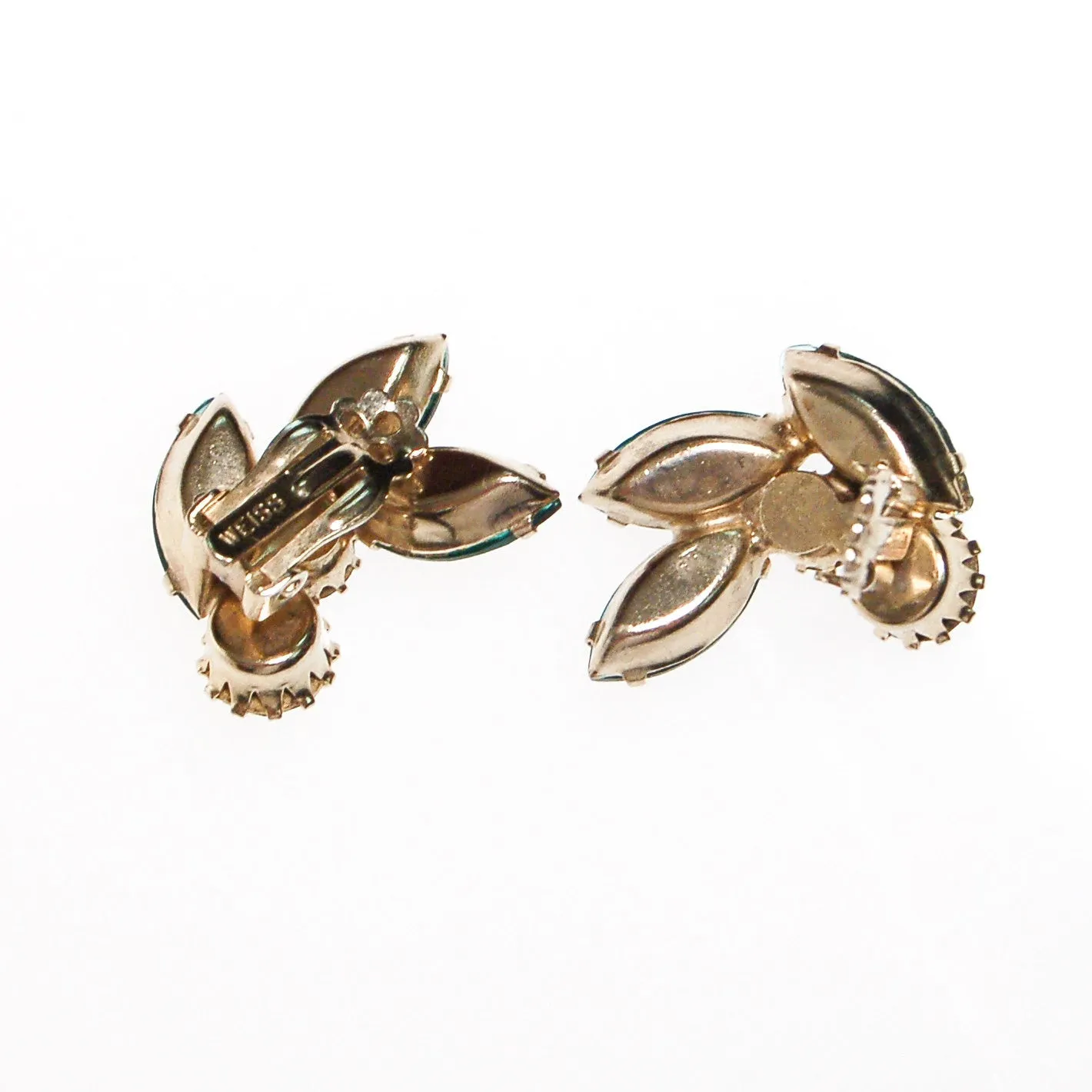 Weiss Peacock Blue Green Rhinestone Earrings