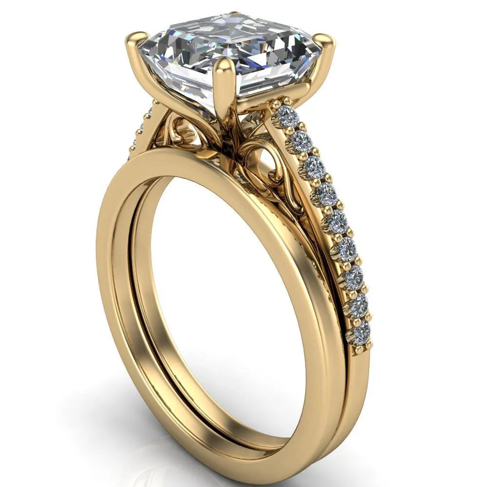 Wendy Asscher Moissanite Glow Cathedral Diamond 4 Prong Ring