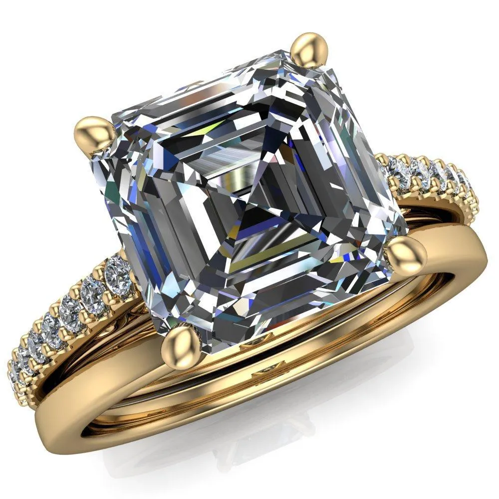 Wendy Asscher Moissanite Glow Cathedral Diamond 4 Prong Ring