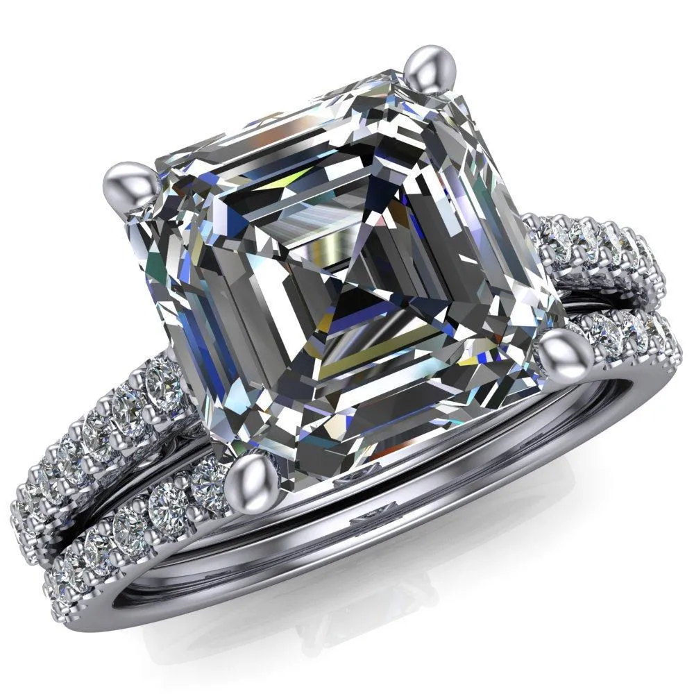 Wendy Asscher Moissanite Glow Cathedral Diamond 4 Prong Ring