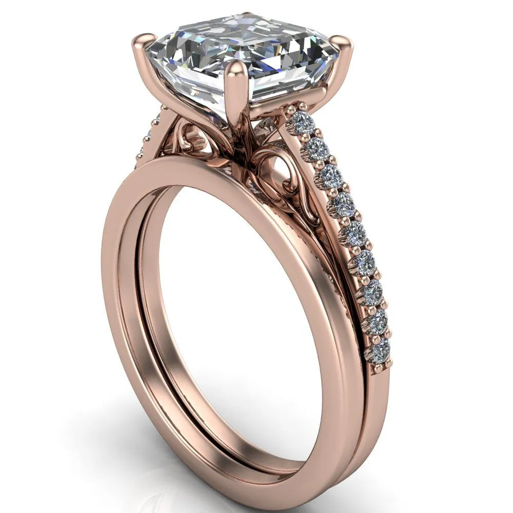 Wendy Asscher Moissanite Glow Cathedral Diamond 4 Prong Ring