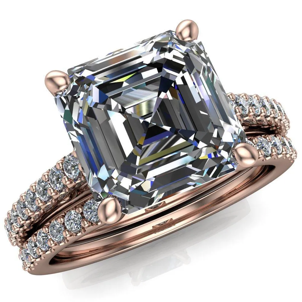 Wendy Asscher Moissanite Glow Cathedral Diamond 4 Prong Ring