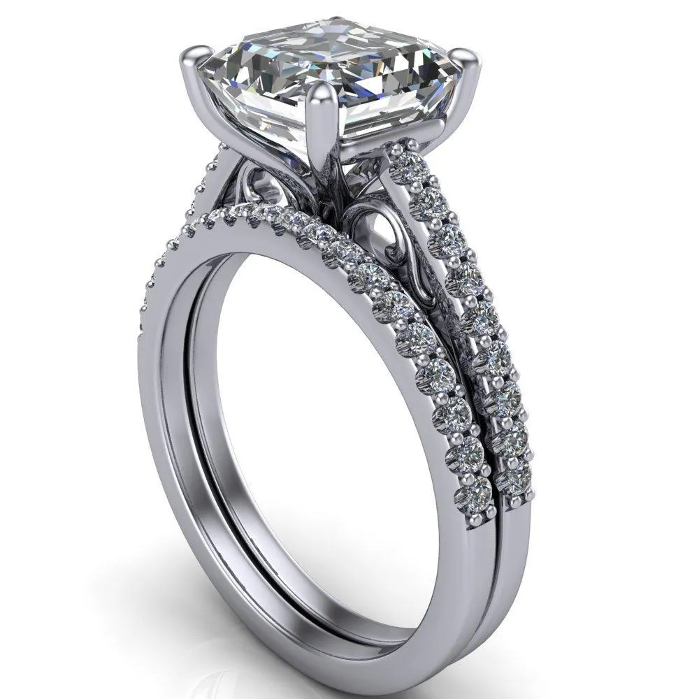 Wendy Asscher Moissanite Glow Cathedral Diamond 4 Prong Ring