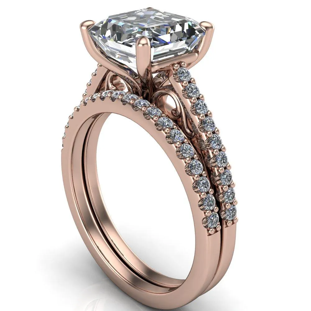 Wendy Asscher Moissanite Glow Cathedral Diamond 4 Prong Ring