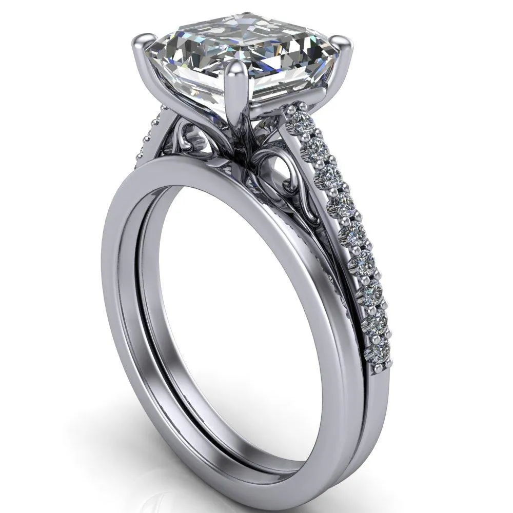 Wendy Asscher Moissanite Glow Cathedral Diamond 4 Prong Ring