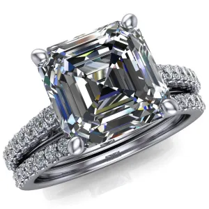 Wendy Asscher Moissanite Glow Cathedral Diamond 4 Prong Ring