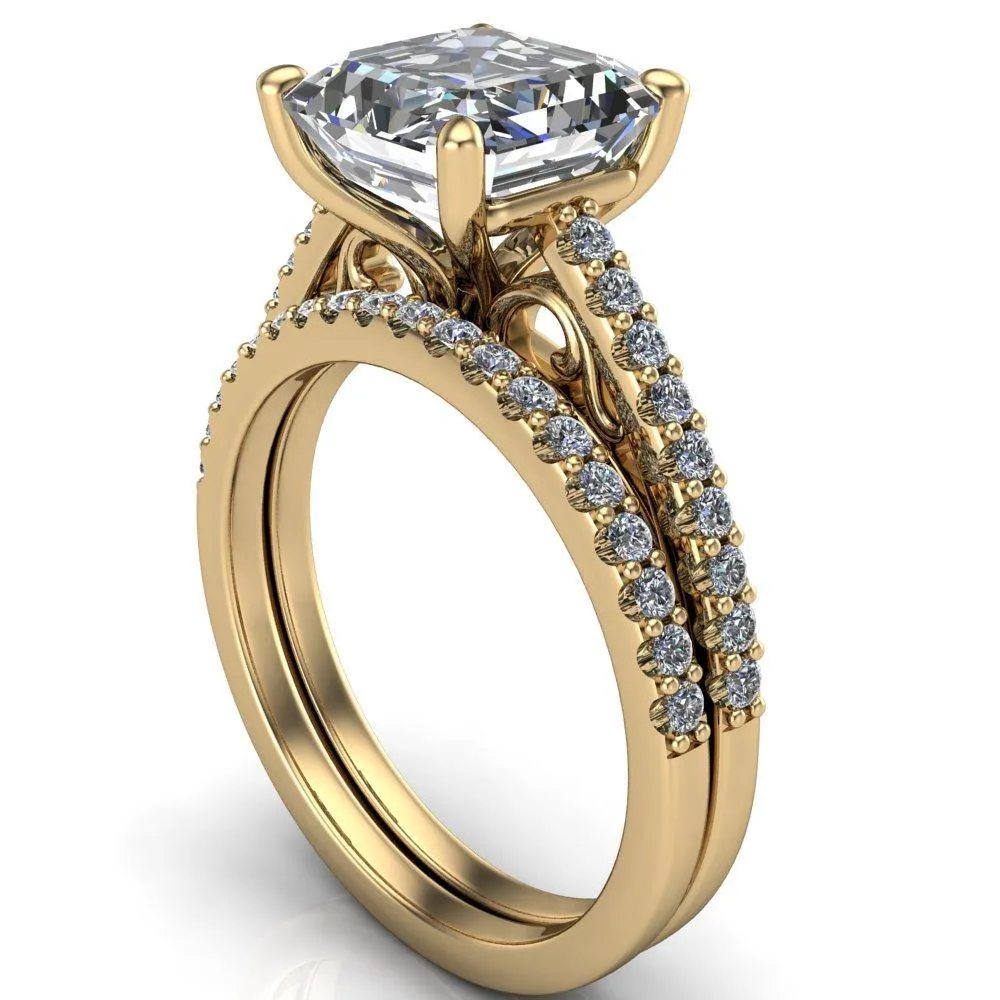 Wendy Asscher Moissanite Glow Cathedral Diamond 4 Prong Ring