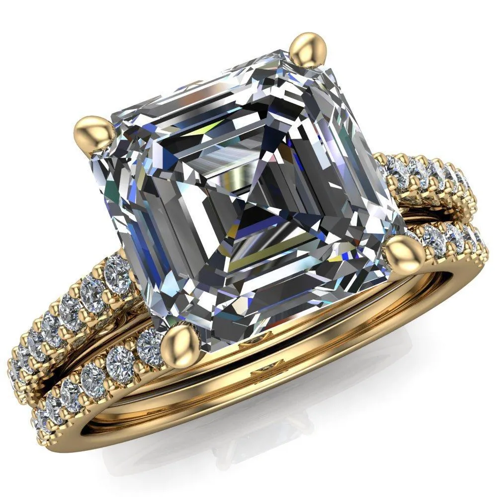 Wendy Asscher Moissanite Glow Cathedral Diamond 4 Prong Ring