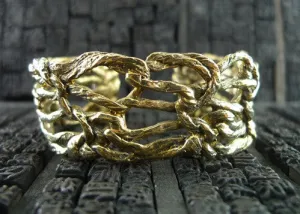 Wendy Nichol Brass 3 Stitch Flattened Open Link Cuff Bracelet