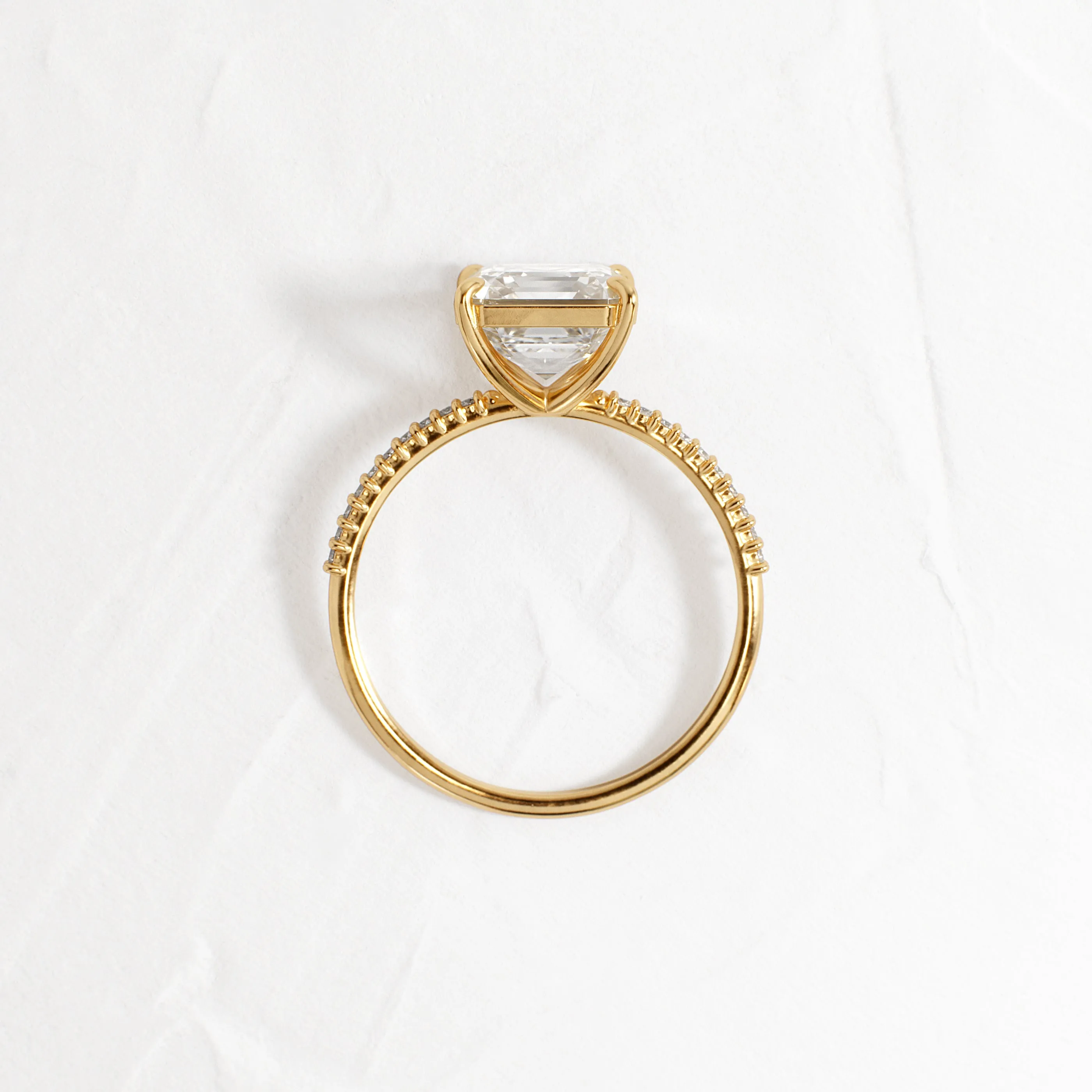 Whisper Ring with Pave Band, Asscher Cut