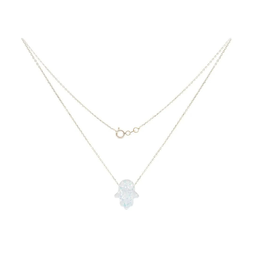White Fatma Hand Gold Neklace