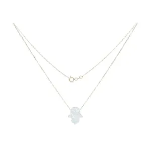 White Fatma Hand Gold Neklace