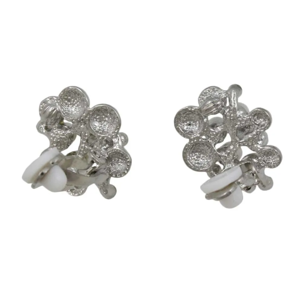 White Pearls with Silver Balls Clip On Earring - PRE120C