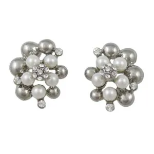 White Pearls with Silver Balls Pierced Earring - PRE120
