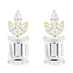 White Sapphire Emerald and Marquise Cut Studs