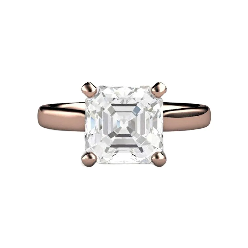 White Sapphire Solitaire Engagement Ring Square Asscher Cut