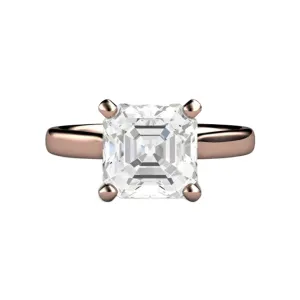 White Sapphire Solitaire Engagement Ring Square Asscher Cut