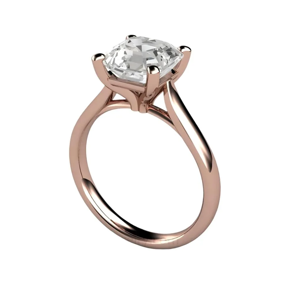 White Sapphire Solitaire Engagement Ring Square Asscher Cut
