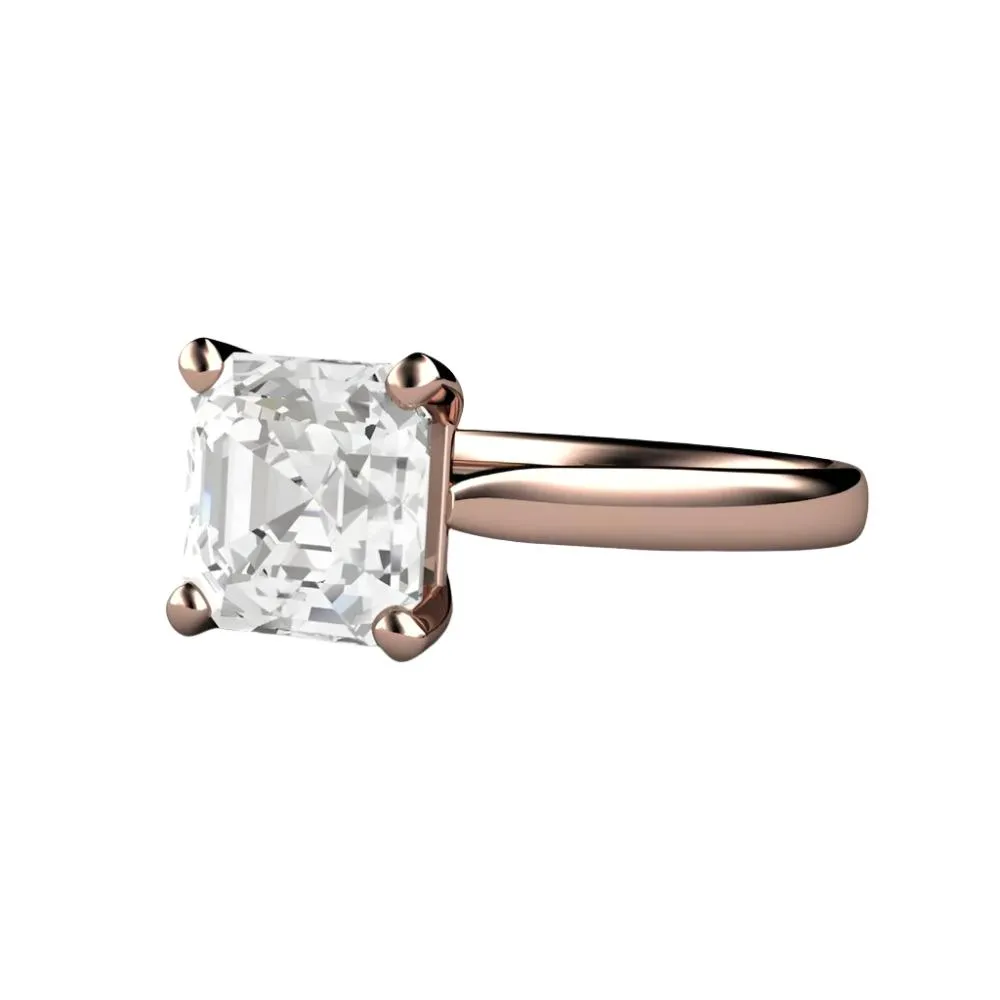 White Sapphire Solitaire Engagement Ring Square Asscher Cut
