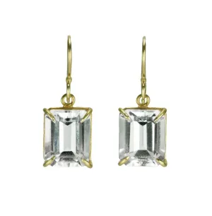 White Topaz Emerald Cut Earrings