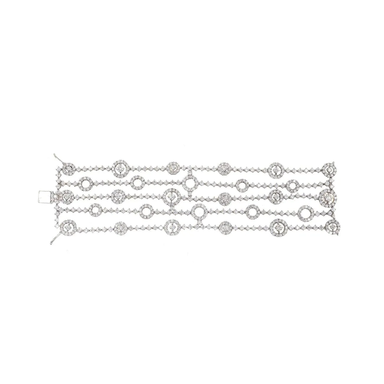 Wide Diamond Circles 5 Strands Bracelet