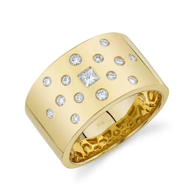 Wide Princess Cut Diamond Scatter Ring