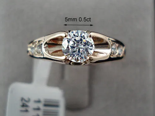 Women 18K Rose Gold Plated Mounting 0.5 ct Zirconia Diamond Engagement Jewelry Rings
