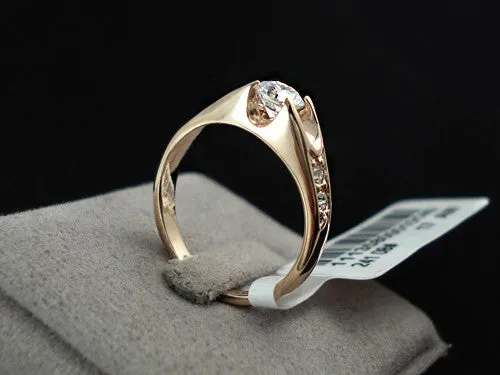 Women 18K Rose Gold Plated Mounting 0.5 ct Zirconia Diamond Engagement Jewelry Rings