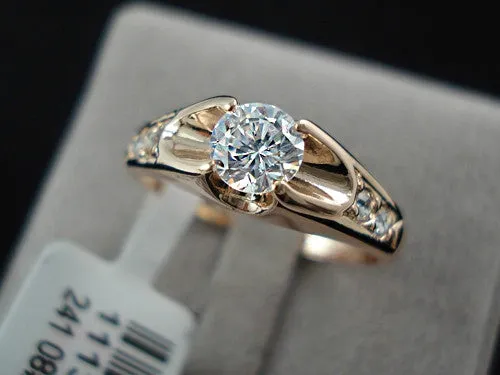 Women 18K Rose Gold Plated Mounting 0.5 ct Zirconia Diamond Engagement Jewelry Rings