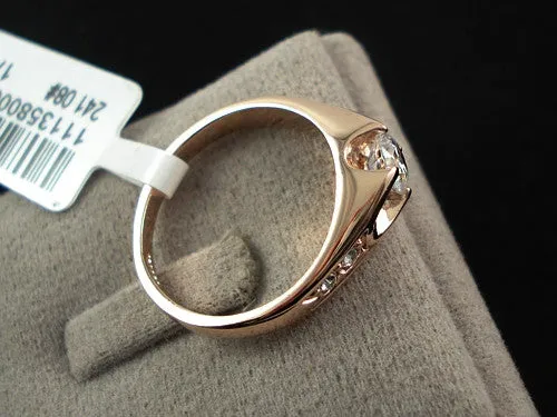 Women 18K Rose Gold Plated Mounting 0.5 ct Zirconia Diamond Engagement Jewelry Rings