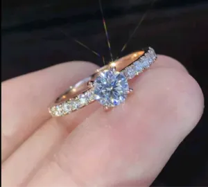 Women New Trendy 925 Silver Ring Engagement Wedding Jewelry Size 7