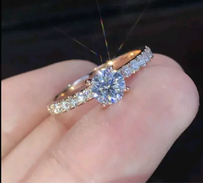 Women New Trendy 925 Silver Ring Engagement Wedding Jewelry Size 7