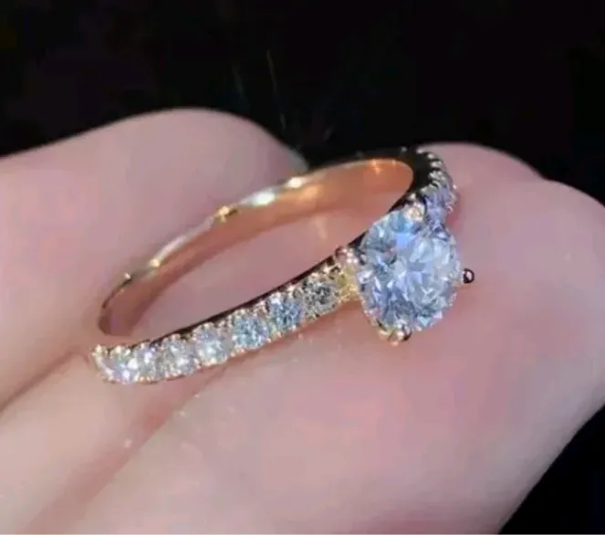 Women New Trendy 925 Silver Ring Engagement Wedding Jewelry Size 7