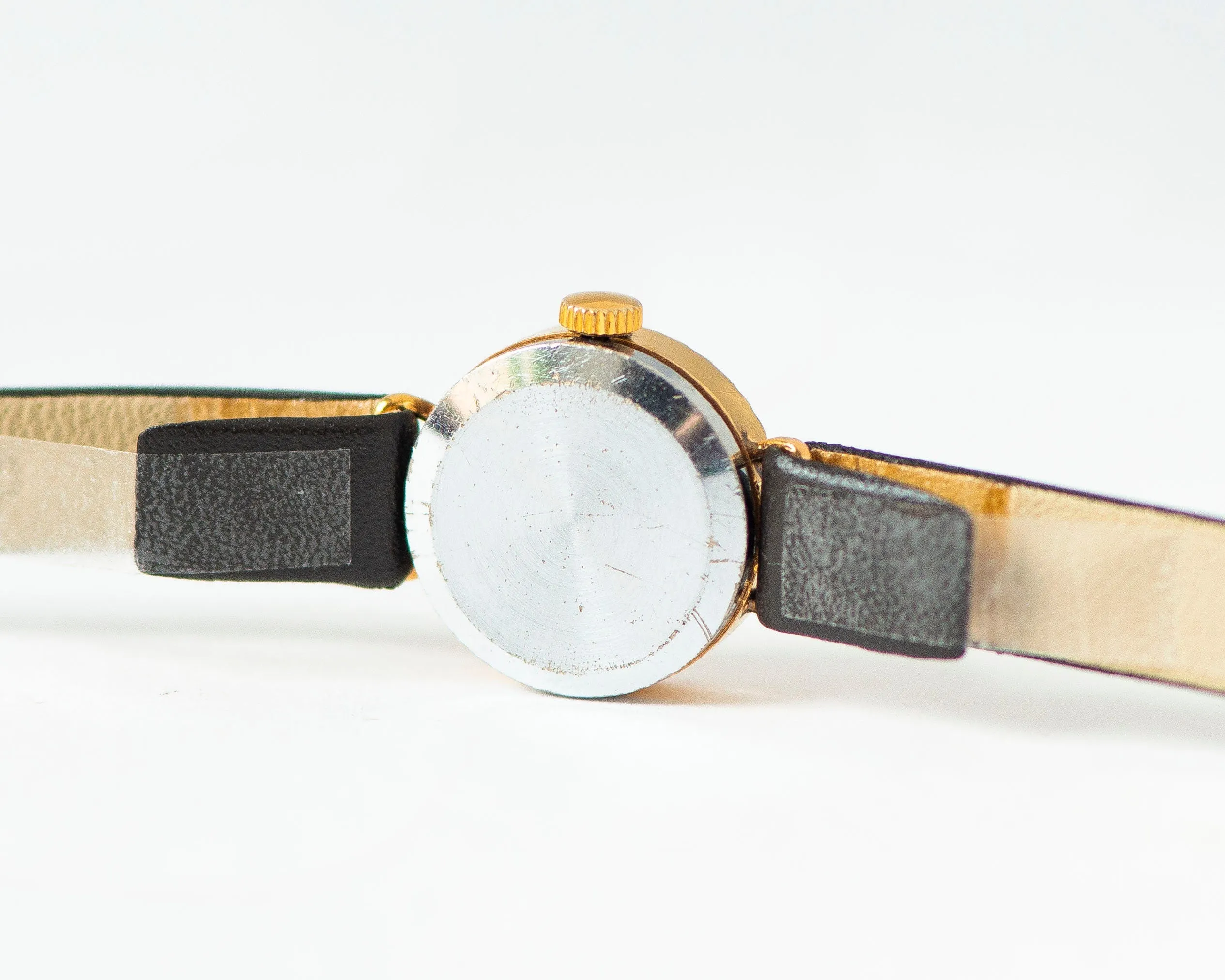 Women wristwatch Seagull gold plated sunburst case, dainty women watch, vintage rare design watch classic gift, new premium leather strap
