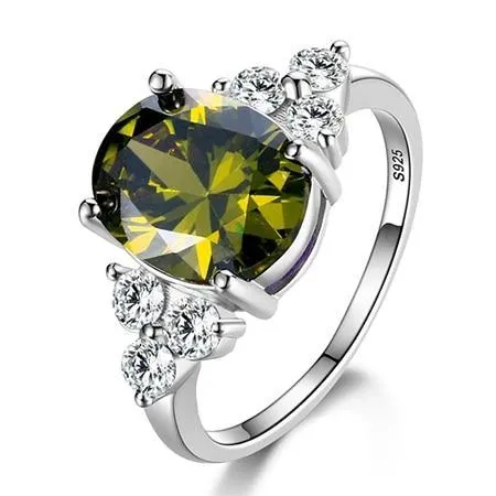 Women's Modern Elegant Jewelry 925 Sterling Silver Rings Premium White Pink Light Blue Champagne Zircon Oval Luxury Wedding Ring