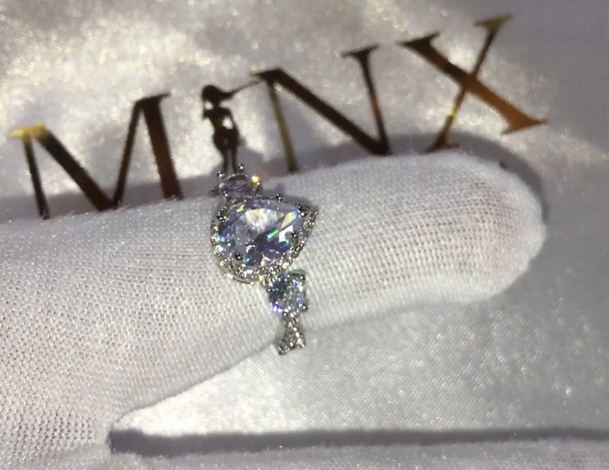 Womens Ring | Iced Out Ring | Engagement Ring Diamond | Engagement Rings UK | Pear Shaped Engagement Ring | Teardrop Ring | Wedding Band