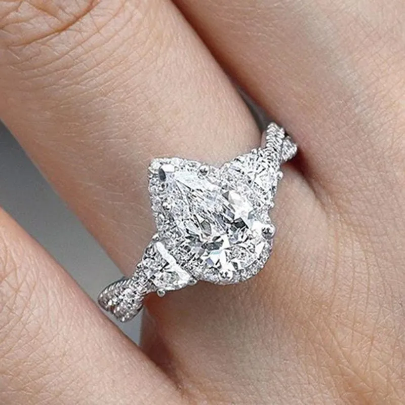 Womens Ring | Iced Out Ring | Engagement Ring Diamond | Engagement Rings UK | Pear Shaped Engagement Ring | Teardrop Ring | Wedding Band
