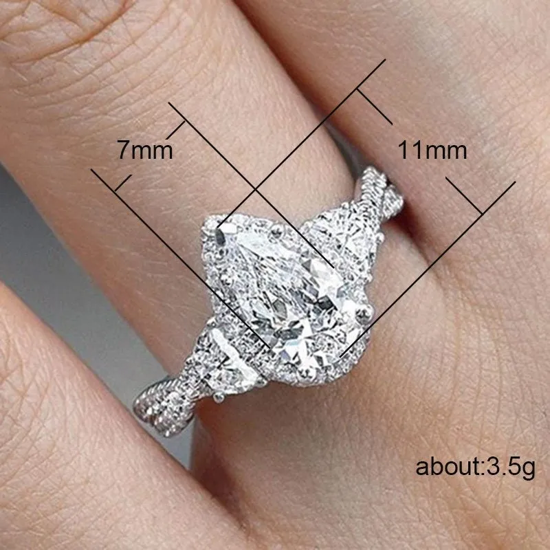 Womens Ring | Iced Out Ring | Engagement Ring Diamond | Engagement Rings UK | Pear Shaped Engagement Ring | Teardrop Ring | Wedding Band