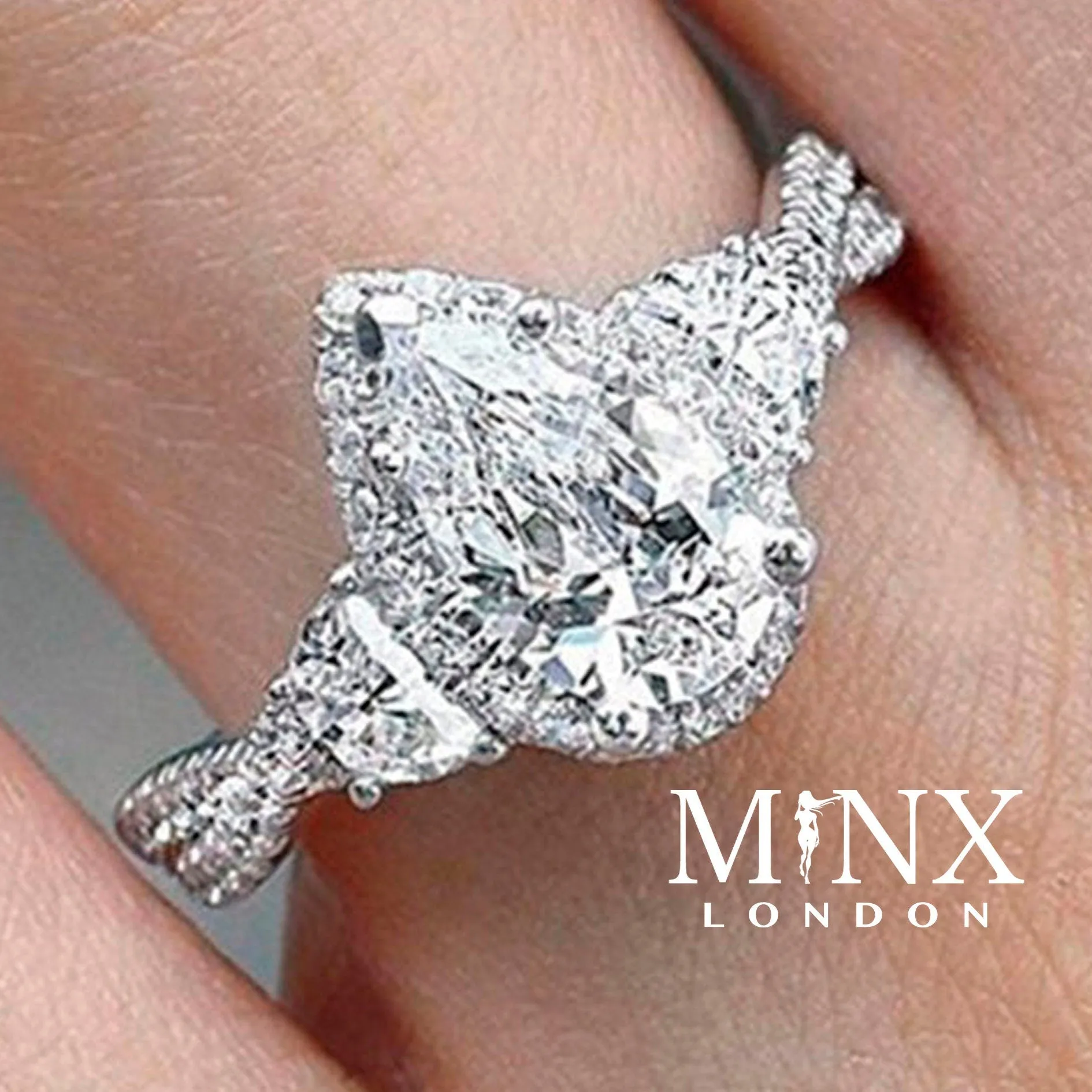 Womens Ring | Iced Out Ring | Engagement Ring Diamond | Engagement Rings UK | Pear Shaped Engagement Ring | Teardrop Ring | Wedding Band