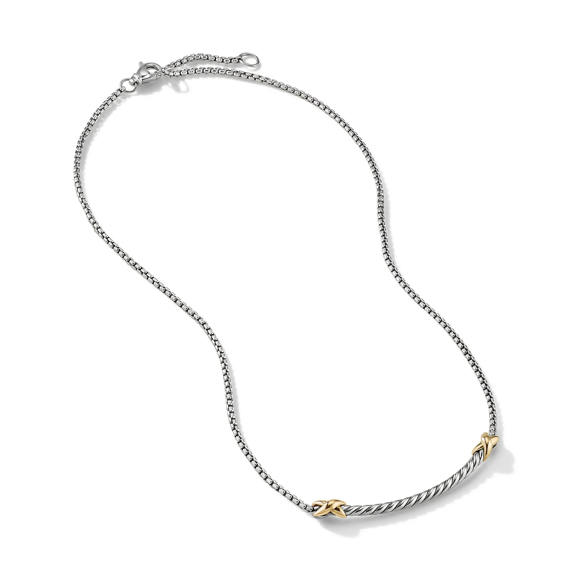X Petite Bar Necklace with 18K Gold, 16" Length