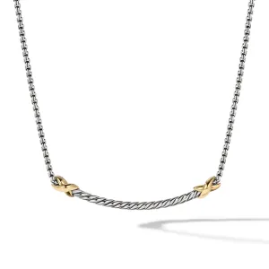 X Petite Bar Necklace with 18K Gold, 16" Length