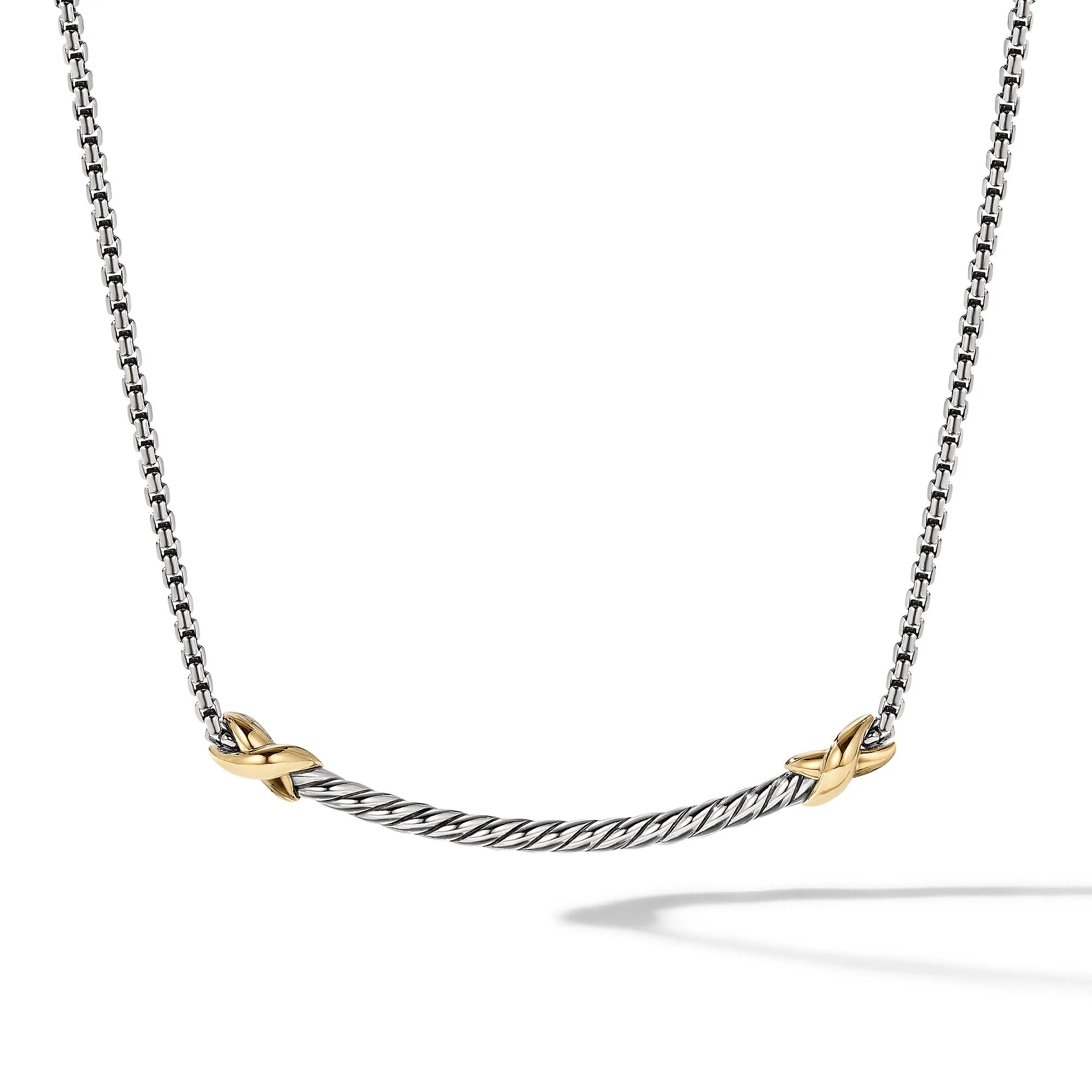 X Petite Bar Necklace with 18K Gold, 16" Length