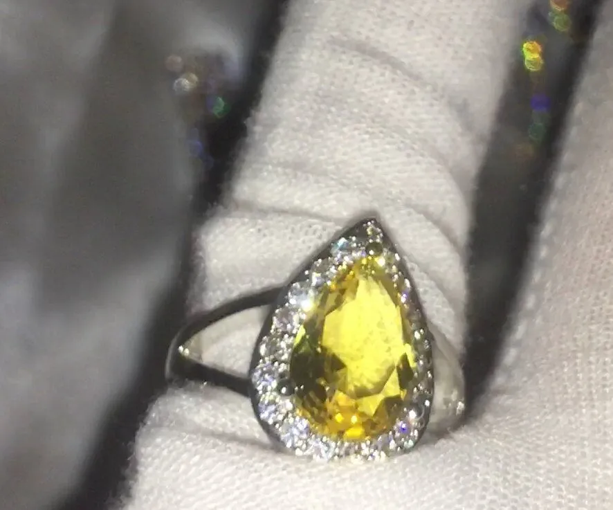 Yellow Diamond Ring | Yellow Diamond Engagement Rings | Canary Yellow Diamond Ring | Pear Shape Ring | Pear Engagement Ring | Teardrop Ring