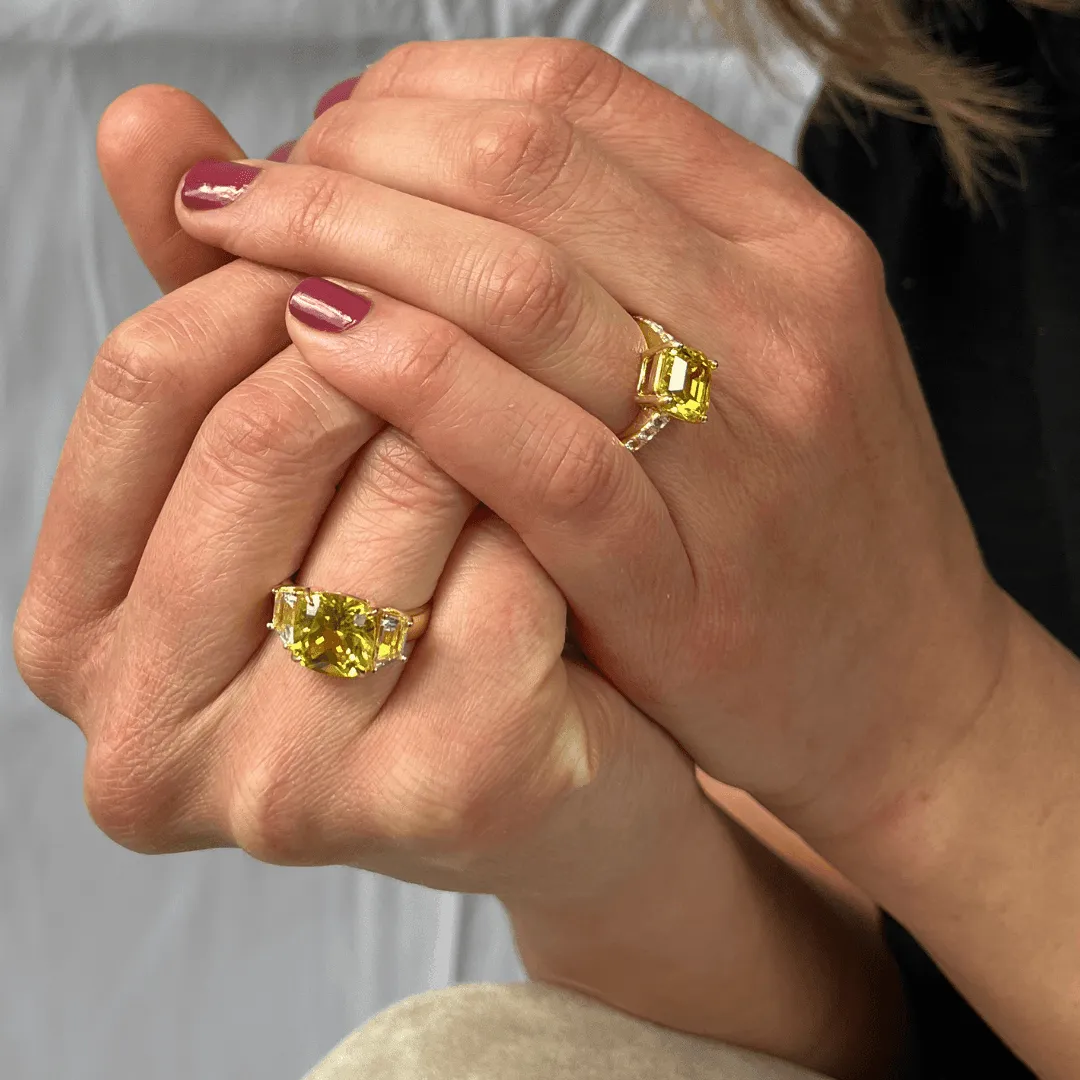 Yellow Sapphire Asscher Cut Halo Ring
