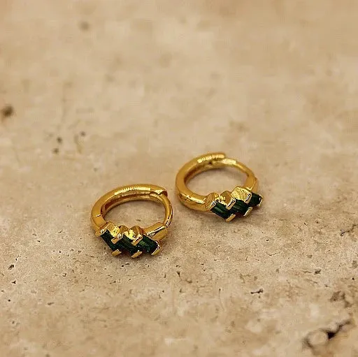 ZEPHYR EARRINGS - EMERALD/GOLD