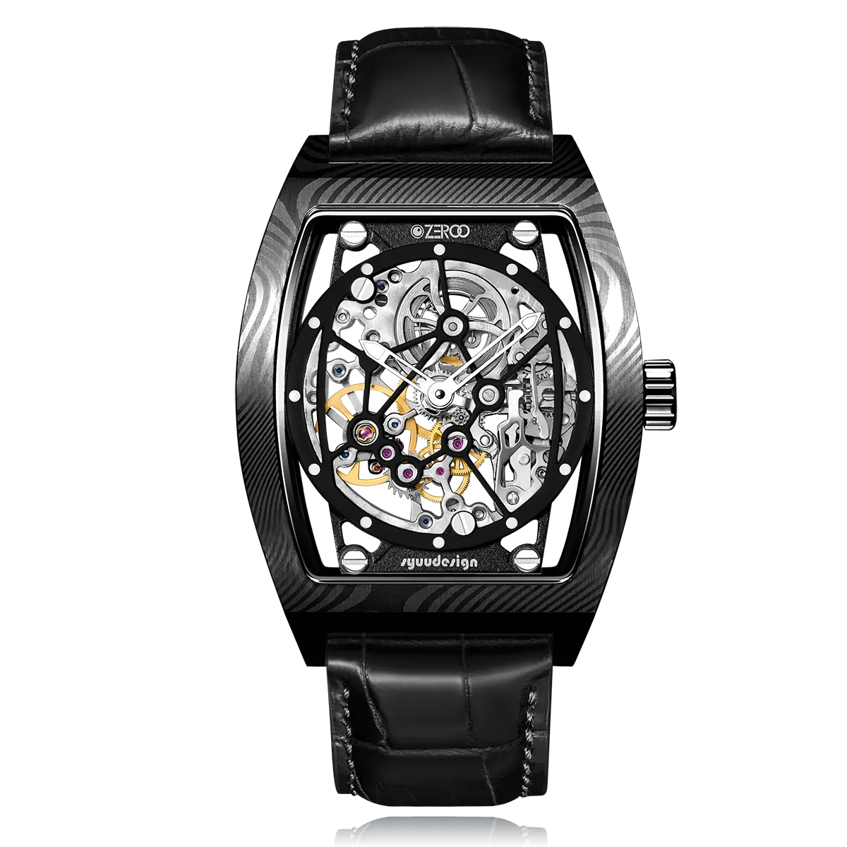 ZEROO M1D Damascus Steel THE AURIGA SKELETON MECHANICALAUTOMATIC WATCH FOR GENTS - ZM001DBBK