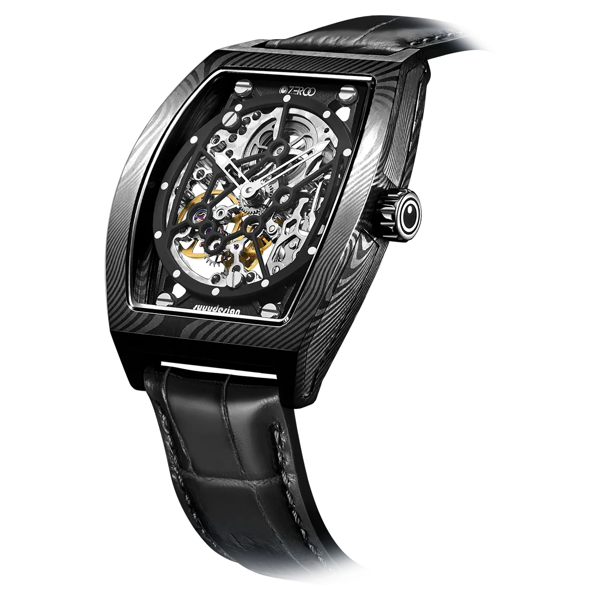 ZEROO M1D Damascus Steel THE AURIGA SKELETON MECHANICALAUTOMATIC WATCH FOR GENTS - ZM001DBBK
