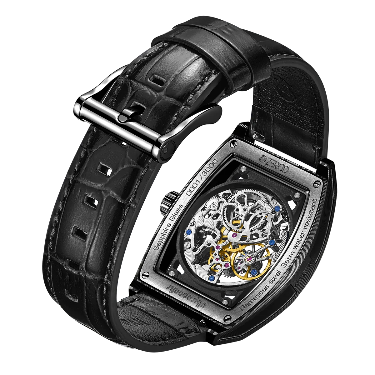 ZEROO M1D Damascus Steel THE AURIGA SKELETON MECHANICALAUTOMATIC WATCH FOR GENTS - ZM001DBBK